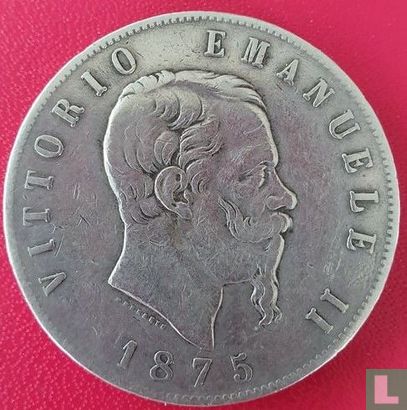 Italien 5 Lire 1875 (kleines R) - Bild 1