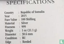 Somalie 100 shillings 2015 (argent - non coloré) "Elephant" - Image 3