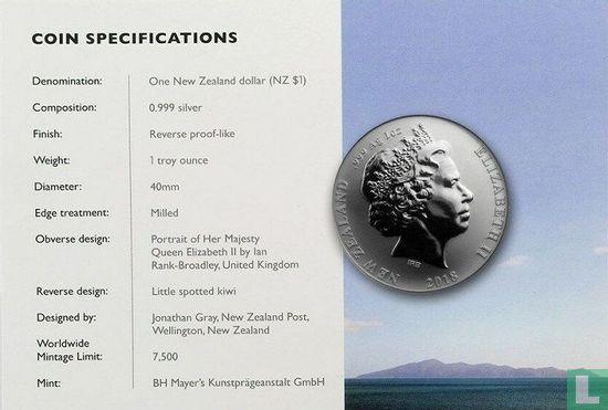 Nieuw-Zeeland 1 dollar 2018 (folder) "Little spotted kiwi" - Afbeelding 2