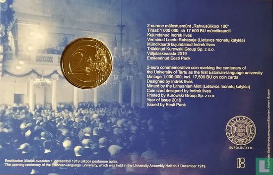 Estland 2 euro 2019 (folder) "Centenary of the University of Tartu" - Afbeelding 3