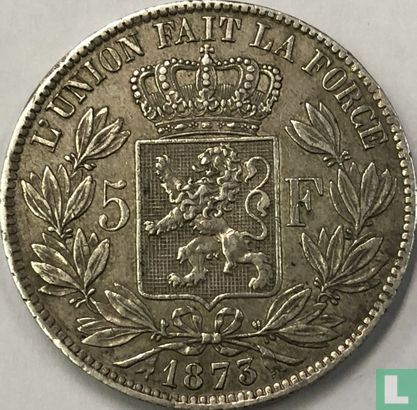 Belgique 5 francs 1873 (position B) - Image 1