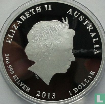 Australië 1 dollar 2013 (PROOF - type 1 - geel gekleurd) "Year of the Snake" - Afbeelding 1