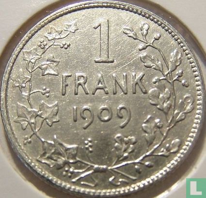 Belgique 1 franc 1909 (NLD - TH. VINÇOTTE) - Image 1