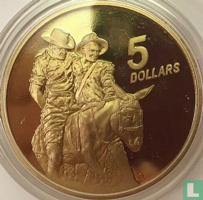 Australia 5 dollars 1990 (PROOF) "75 years Australian and New Zealand Army Corps" - Image 2