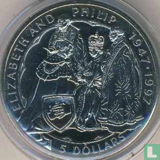 Nouvelle-Zélande 5 dollars 1997 "50th Wedding Anniversary of Queen Elizabeth II and Prince Philip" - Image 2
