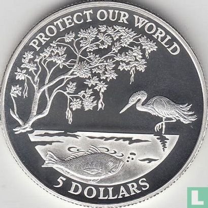 Fidji 5 dollars 1993 (BE) "Protect our world" - Image 2
