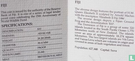 Fidji 10 dollars 1986 (BE) "25th Anniversary of World Wildlife Fund" - Image 3
