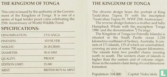 Tonga 2 pa'anga 1986 (BE) "25th anniversary of World Wildlife Fund" - Image 3