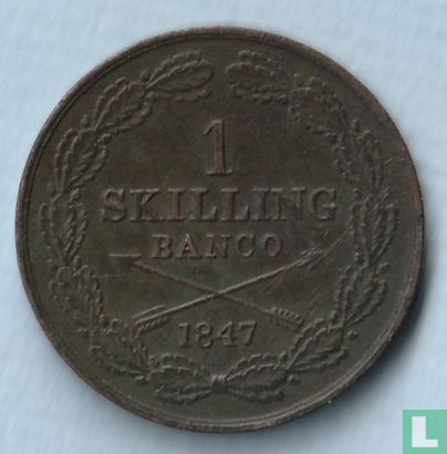 Zweden 1 skilling banco 1847 - Afbeelding 1