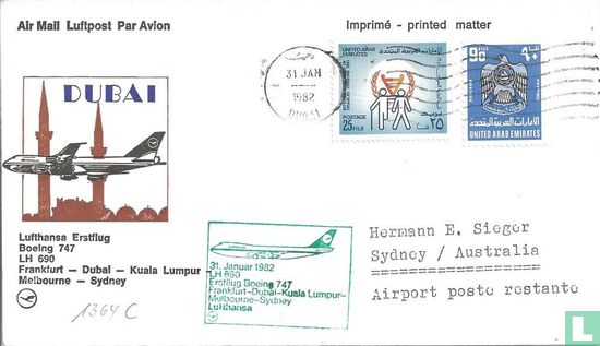 erster flug lufthansa Frankfurt-Sydney 1982