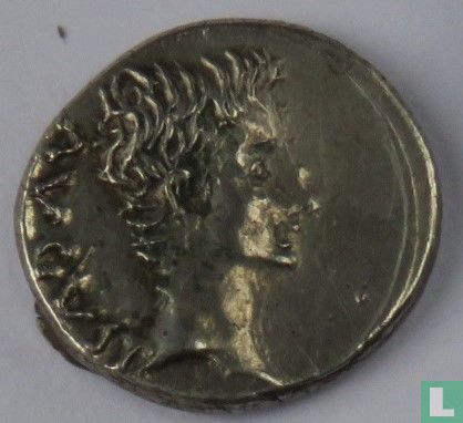 Roman Empire, AR Quinarius August 25-23 BC Emerita - Image 1