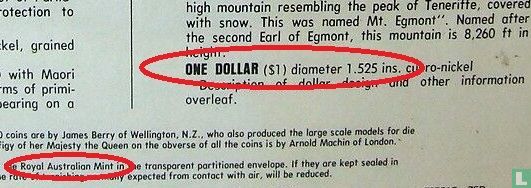 New Zealand 1 dollar 1970 "Royal Visit - Mount Cook" - Image 3