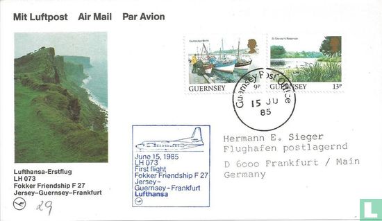 Erstflug Lufthansa Guernsey-Frankfurt 1985
