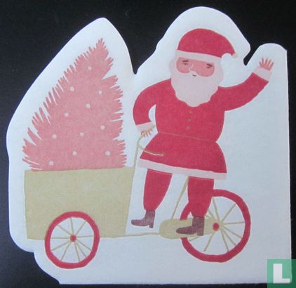 Servet kerstman op bakfiets - Afbeelding 1