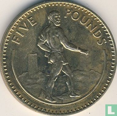 Gibraltar 5 pounds 1989 (zonder AA) - Afbeelding 2