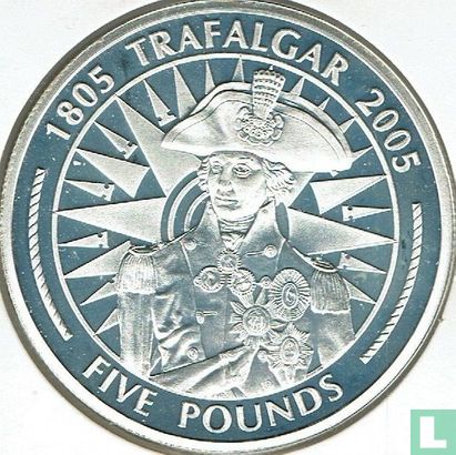 Gibraltar 5 pounds 2005 (BE - argent) "200th anniversary of the Battle of Trafalgar - Admiral Nelson" - Image 2