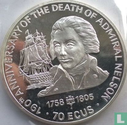 Gibraltar 70 ecus 1995 (PROOF) "190th anniversary of the death of admiral Nelson" - Image 2
