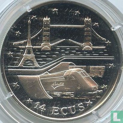 Gibraltar 14 ecus 1994 (PROOF) "Opening of the Channel Tunnel" - Afbeelding 2