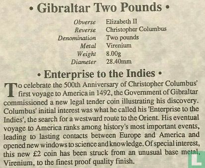 Gibraltar 2 pounds 1992 "500 years Columbus Discovery of the New World" - Afbeelding 3