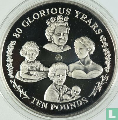 Gibraltar 10 pounds 2006 (PROOF - zilver) "80th birthday of Queen Elizabeth II" - Afbeelding 2