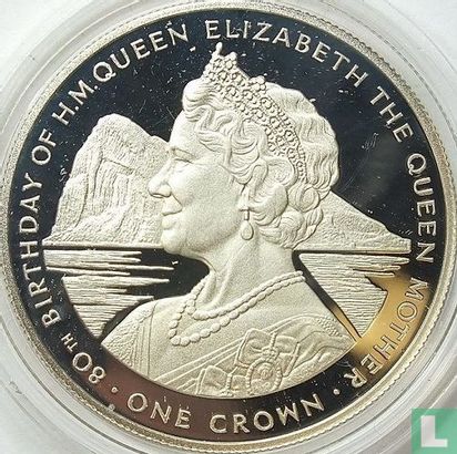Gibraltar 1 crown 1980 (PROOF) "80th birthday of Queen Mother" - Image 2