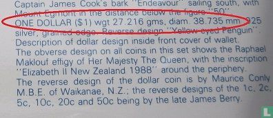 Nieuw-Zeeland 1 dollar 1988 (PROOF) "Yellow - eyed Penguin" - Afbeelding 3