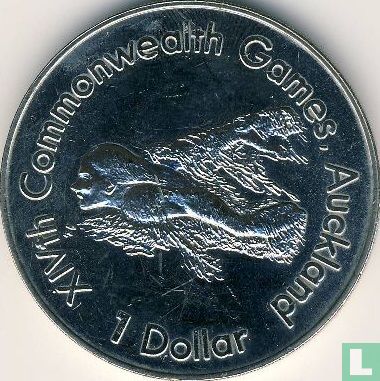 Nieuw-Zeeland 1 dollar 1989 "1990 Commonwealth Games - Swimmer" - Afbeelding 2