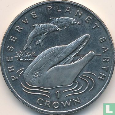 Gibraltar 1 crown 1994 "Striped dolphins" - Image 2