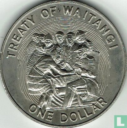 Nieuw-Zeeland 1 dollar 1990 "150th anniversary Signing of the treaty of Waitangi" - Afbeelding 2