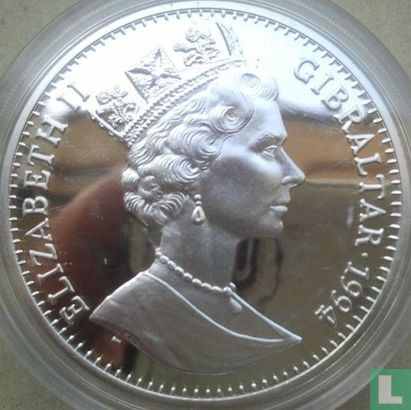 Gibraltar 1 crown 1994 (PROOF) "Football World Cup in United States - 3 players" - Afbeelding 1