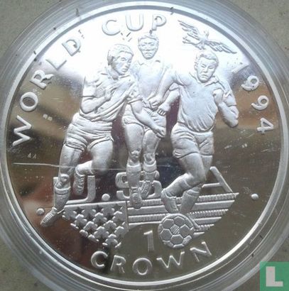 Gibraltar 1 crown 1994 (PROOF) "Football World Cup in United States - 3 players" - Afbeelding 2