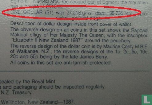 New Zealand 1 dollar 1987 "National parks centennial" - Image 3