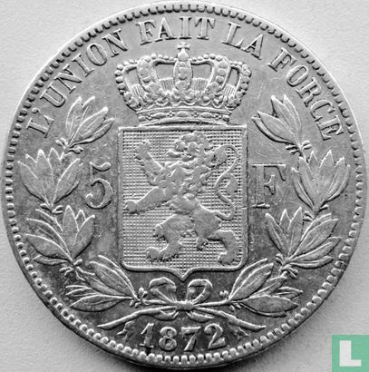 België 5 francs 1872 - Afbeelding 1