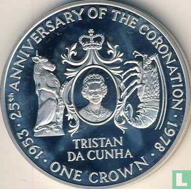 Tristan da Cunha 1 crown 1978 (PROOF) "25th anniversary Coronation of Queen Elizabeth II" - Image 2
