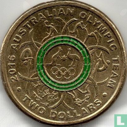 Australië 2 dollars 2016 (groengekleurd) "Australian olympic team" - Afbeelding 2