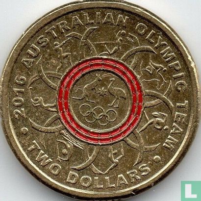 Australia 2 dollars 2016 (red coloured) "Australian olympic team" - Image 2