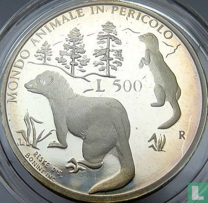 San Marino 500 lire 1993 "Two European polecats" - Afbeelding 2