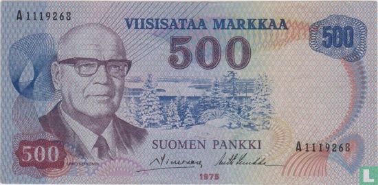 Finlande 500 markkaa 1975 - Image 1