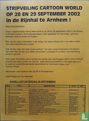 Stripveiling Cartoon world op 28 en 29 september 2002 in de Rijnhal te Arnhem ! - Afbeelding 1