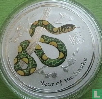 Australië 1 dollar 2013 (type 1 - groen gekleurd) "Year of the Snake" - Afbeelding 2