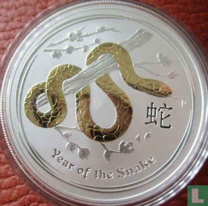 Australië 1 dollar 2013 (type 1 - gedeeltelijk verguld) "Year of the Snake" - Afbeelding 2