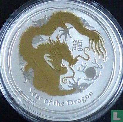 Australië 1 dollar 2012 (type 1 - gedeeltelijk verguld) "Year of the Dragon" - Afbeelding 2