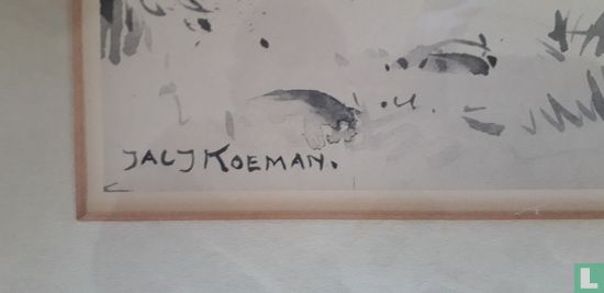 Jac J Koeman -(1889-1978) - Geitje bij schuur - Afbeelding 2