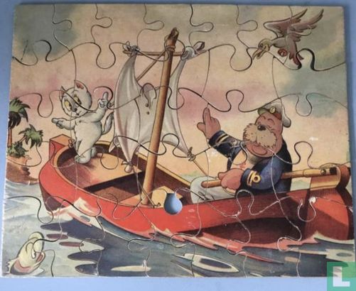Tom Poes en heer Wal Rus in een zeilboot op zee - Image 1