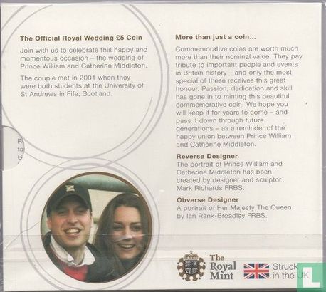 Verenigd Koninkrijk 5 pounds 2011 (folder) "Royal Wedding of Prince William and Catherine Middleton" - Afbeelding 2