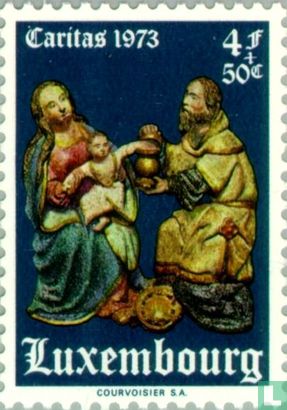 Un des trois mages avec la Vierge et l'Enfant