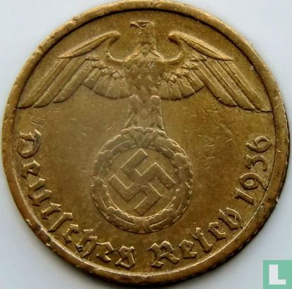 Duitse Rijk 5 reichspfennig 1936 (hakenkruis - D) - Afbeelding 1