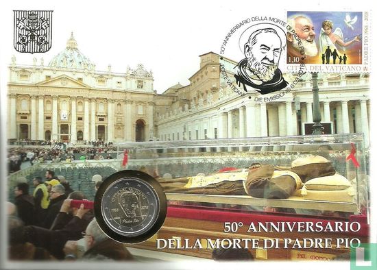 Vaticaan 2 euro 2018 (Numisbrief) "50th anniversary of the death of Padre Pio" - Afbeelding 1