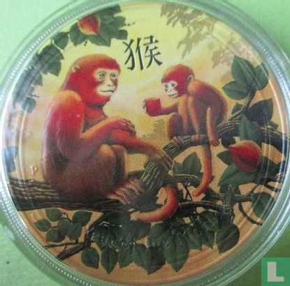 Australie 1 dollar 2016 (type 1 - coloré - avec forêt) "Year of the Monkey" - Image 2