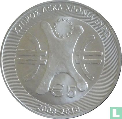 Cyprus 5 euro 2018 (PROOF) "10 years Introduction of the euro in Cyprus" - Afbeelding 2